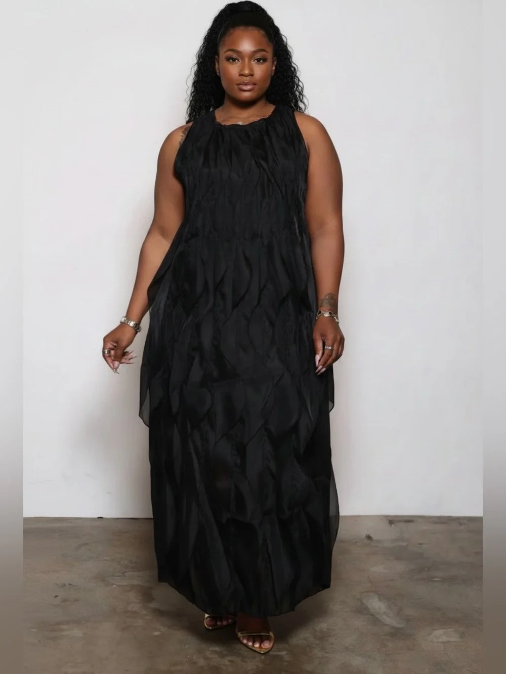 Elegant Black Sleeveless Maxi Dress - Women